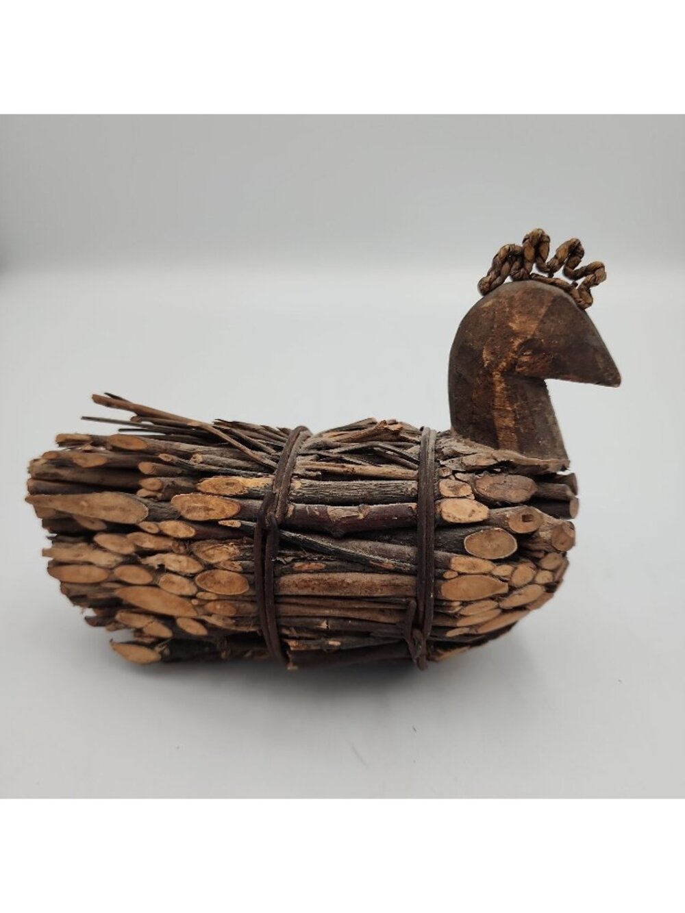 Vintage Duck of Twigs Figure Accent 4" Tall Rustic